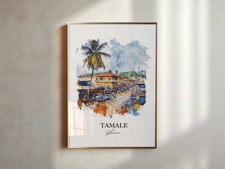 Tamale Ghana Wall Art, Ghana Print, Ghana Watercolor Art, Tamale Ghana Gift, Travel Print, Travel Poster, Housewarming Gift