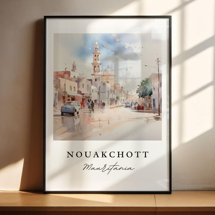 Nouakchott wall art - Mauritania, Nouakchott poster, Nouakchott Wedding gift, Mauritania Birthday present, Custom Text, Personalized Gift