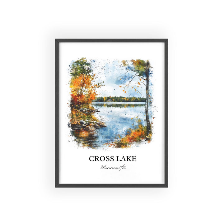 Cross Lake MN Wall Art, Crow Wing County Print, Minnesota Watercolor Art, Cross Lake Gift, Travel Print, Travel Poster, Housewarming Gift