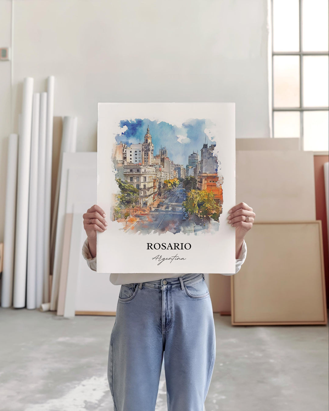 Rosario Argentina Art, Santa Fe Province Print, Argentina Watercolor, Rosario Argentina Gift, Travel Print, Travel Poster, Housewarming Gift