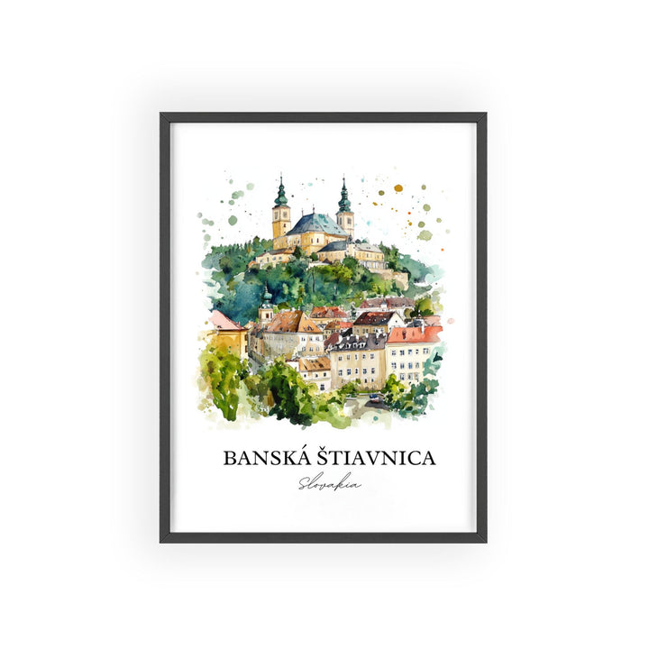 Banska Stiavnica Wall Art, Slovakia Print, Slovakia Watercolor Art, Banska Stiavnica Gift, Travel Print, Travel Poster, Housewarming Gift
