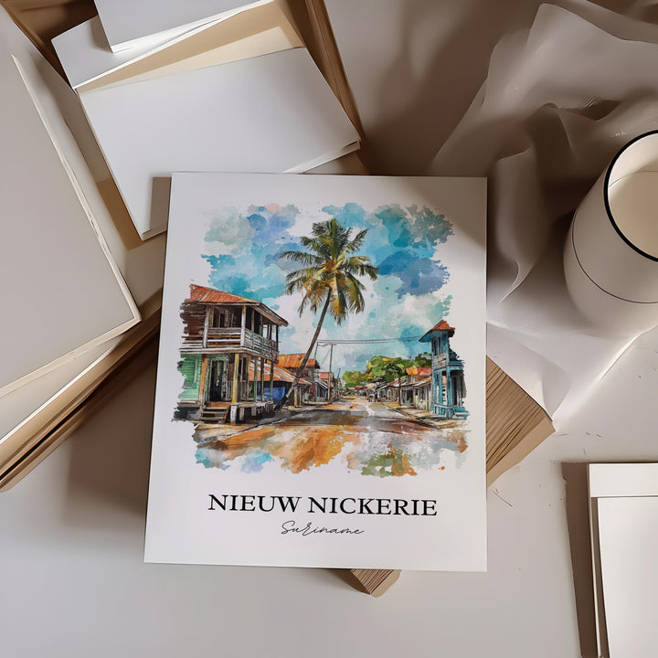 Nieuw Nickerie Wall Art, Suriname Print, Suriname Watercolor Art, Nieuw Nickerie Gift, Travel Print, Travel Poster, Housewarming Gift