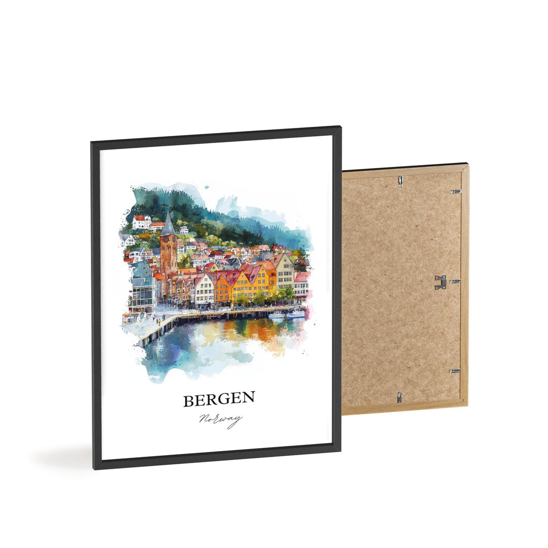Bergen, Norway – Watercolor Art Print