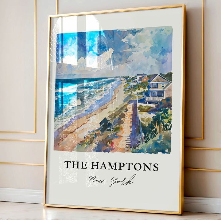 The Hamptons NY Art, The Hamptons Print, The Hamptons Watercolor, Hamptons NY Gift,