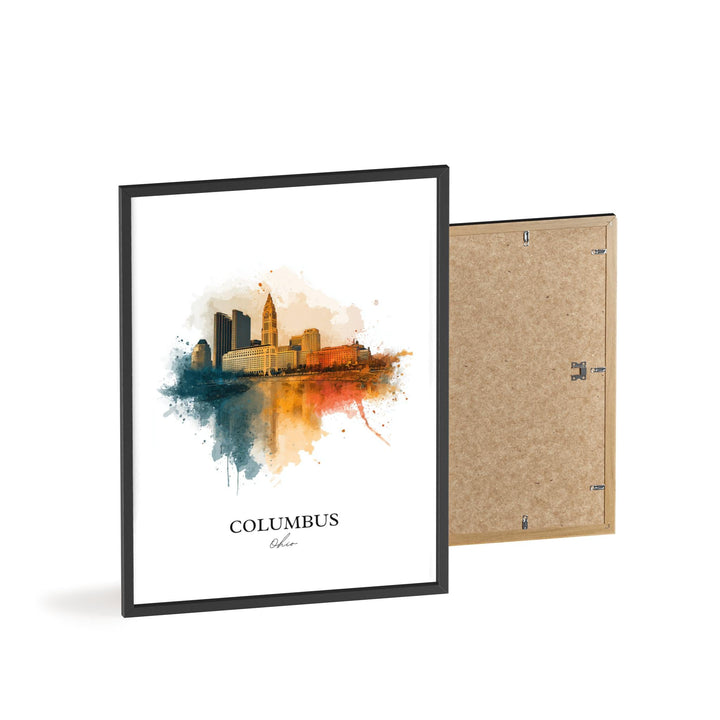 Columbus OH Wall Art, Columbus Print, Columbus Ohio Watercolor Art, Columbus Skyline Gift, Travel Print, Travel Poster, Housewarming Gift