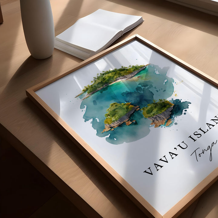 Vavau Island Tonga travel art - Vavau, Tonga poster, Vavau Island Wedding gift, Birthday present, Custom Text, Personalised Gift