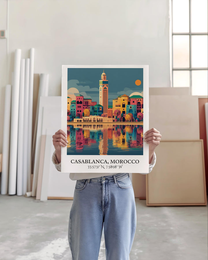 Casablanca Art, Casablanca Retro Travel Art, Morocco Home Decor, Morocco Gift, Morocco Travel Art, Travel Prints, Housewarming Gift