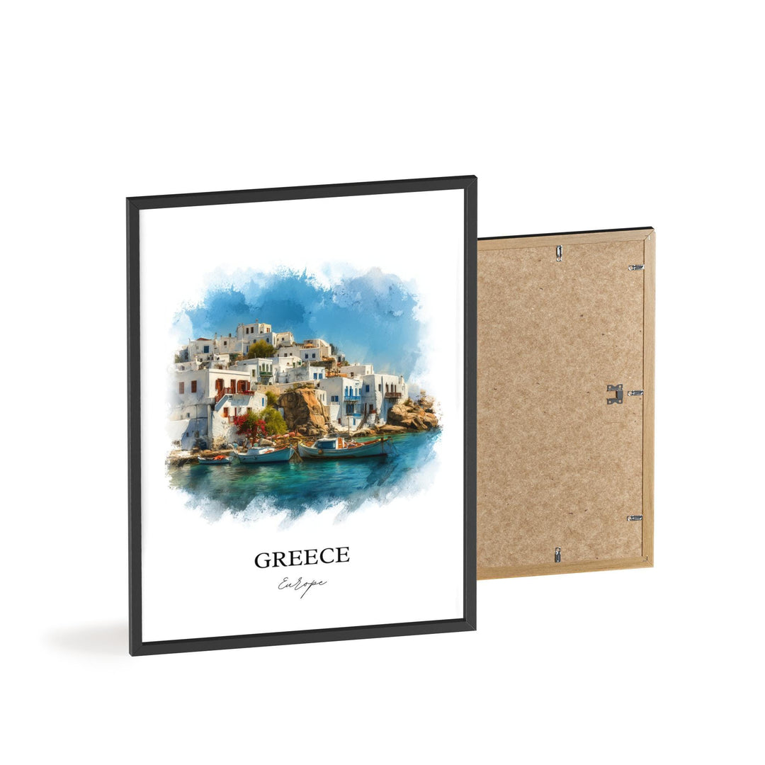 Greece Wall Art, Greek Print, Greece Watercolor Art, Greece Gift, Travel Print, Travel Poster, Housewarming Gift