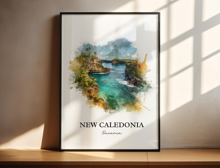 New Caledonia Wall Art, New Caledonia Print, Oceania Watercolor Art, New Caledonia Gift, Travel Print, Travel Poster, Housewarming Gift