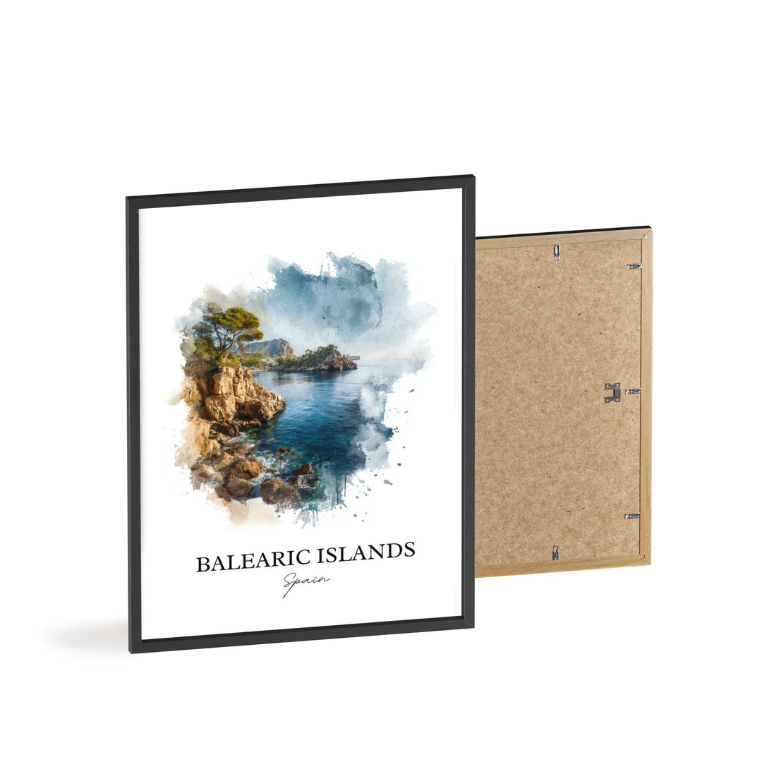 Balearic Islands Wall Art, Balearic Islands Print, Spain Watercolor Art, Spain Gift, Balearic Travel Print, Travel Poster, Housewarming Gift