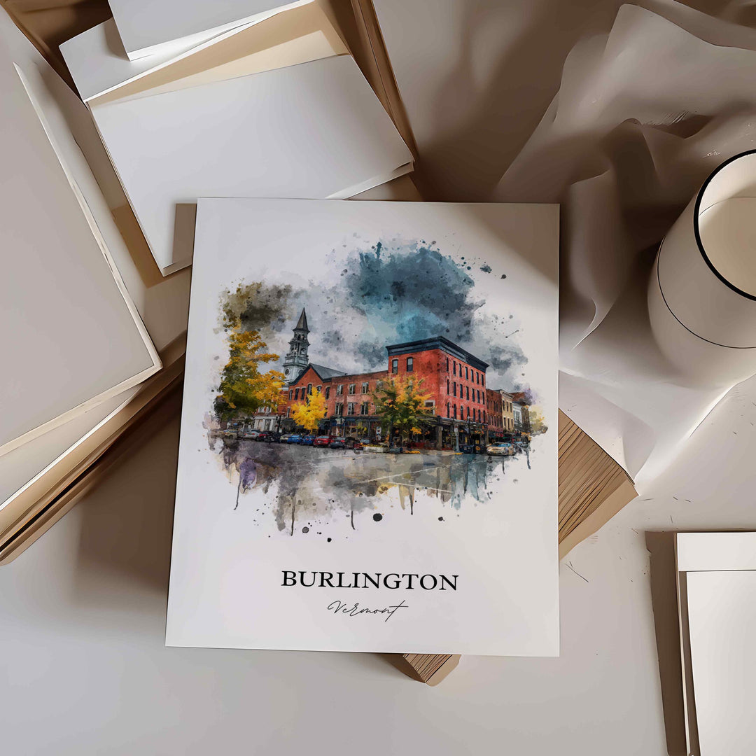 Burlington, Vermont – Watercolor Art Print