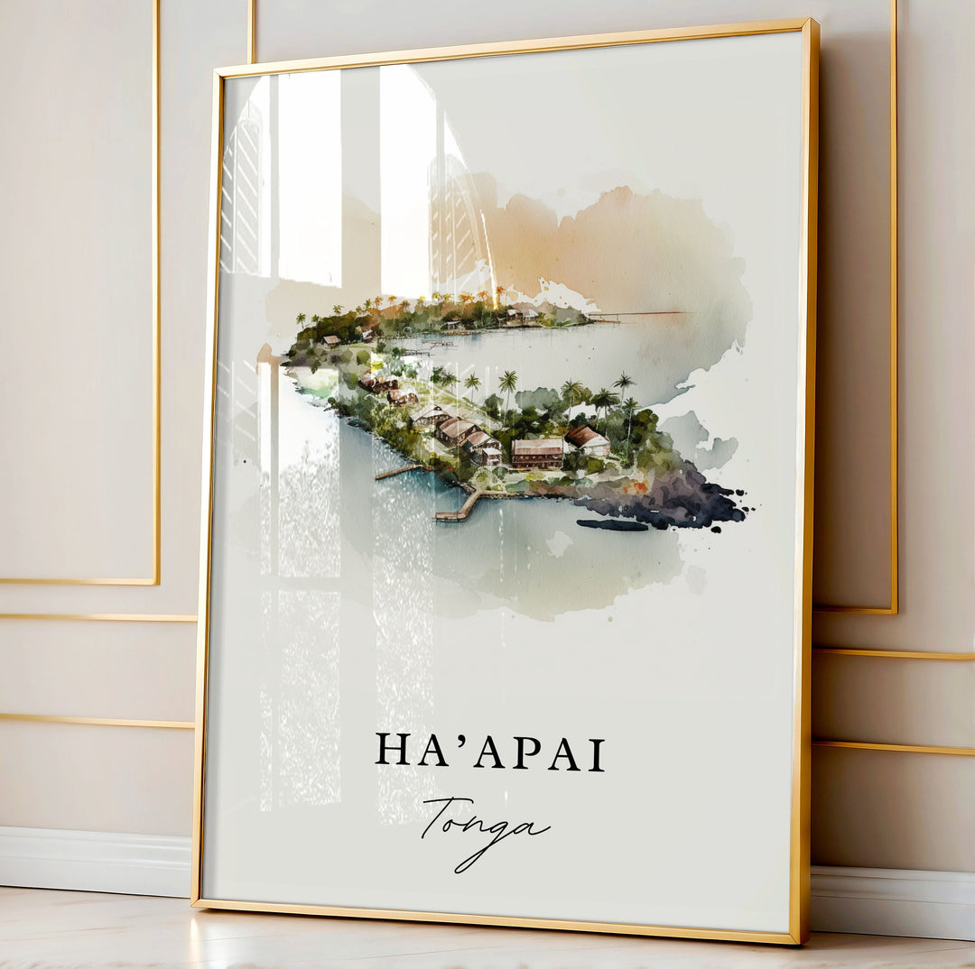 Tonga wall art - Ha'apai, Tonga poster, Wedding gift, Birthday present, Custom Text, Personalised Gift