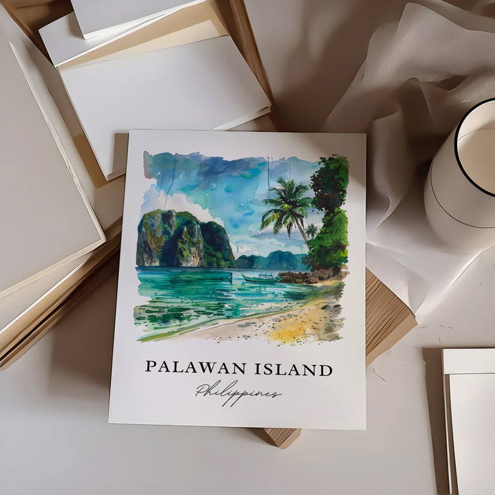 Palawan Island Wall Art, Palawan Philippines Print, Palawan Watercolor, Palawan Island Gift,