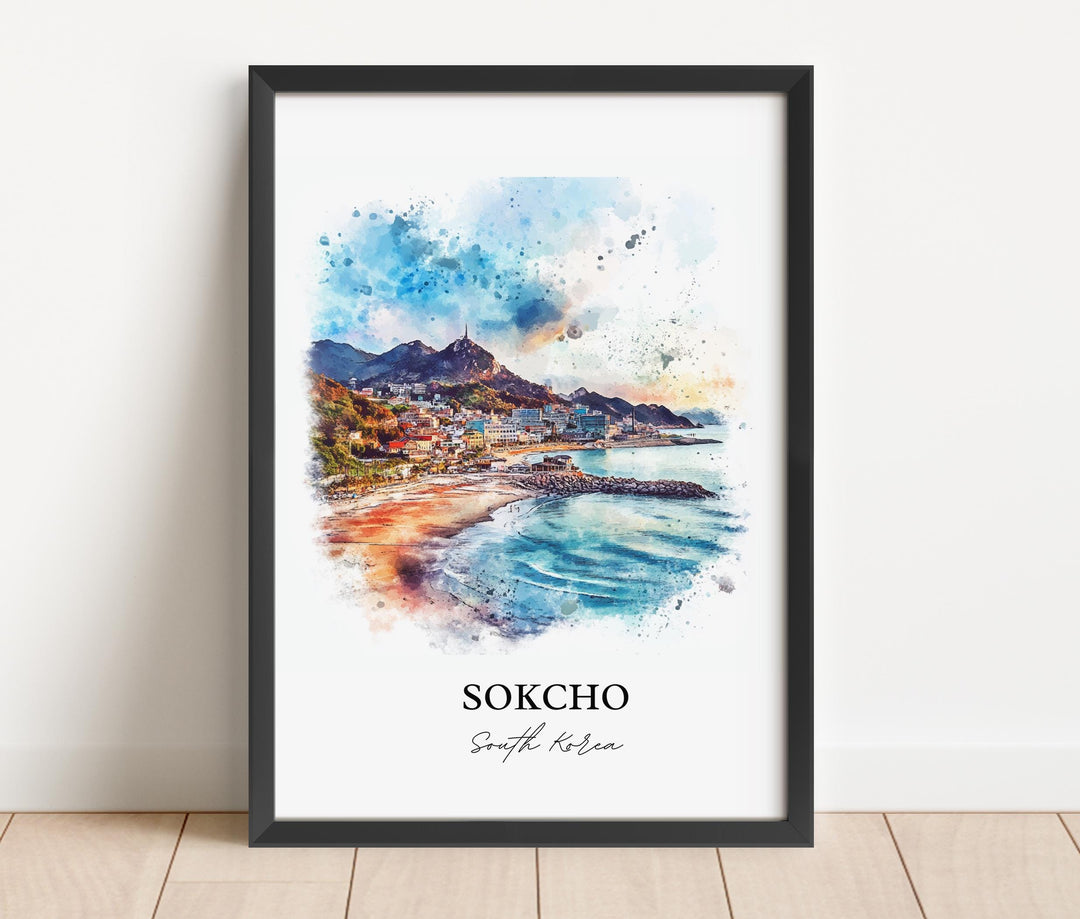 Sokcho-si Wall Art, Sokcho-si Print, South Korea Watercolor Art, Sokcho Gift, Travel Print, Travel Poster, Housewarming Gift