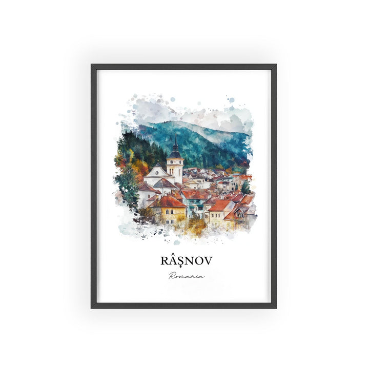 Rasnov Wall Art, Transylvania Print, Romania Watercolor Art, Rasnov Romania Gift, Travel Print, Travel Poster, Housewarming Gift