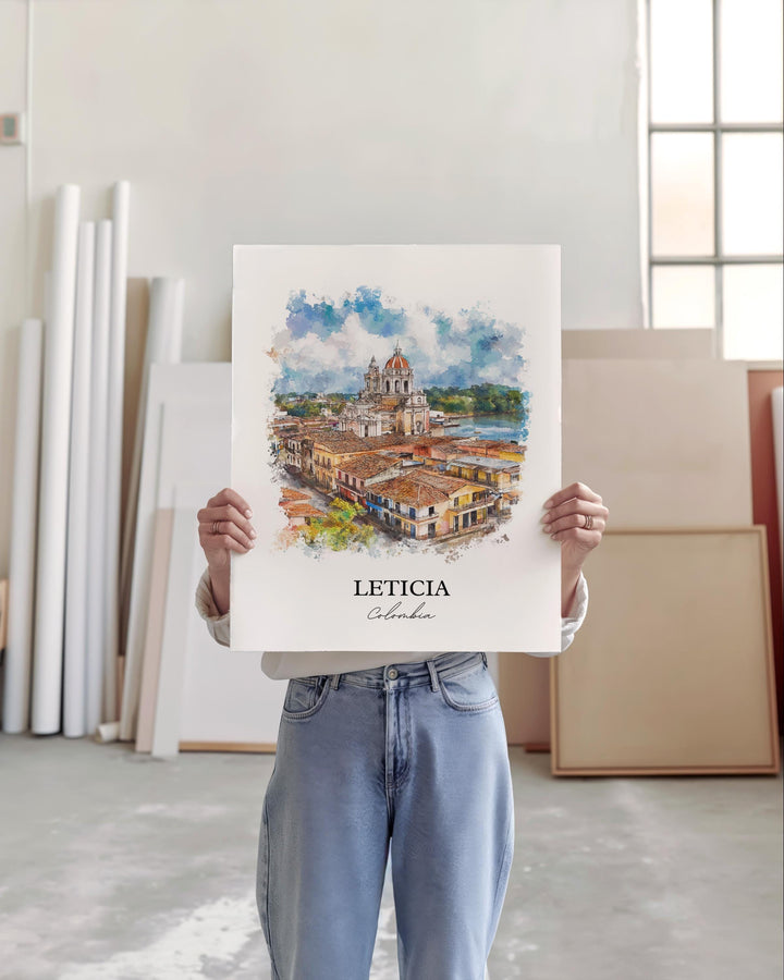 Leticia Colombia Wall Art, Amazon River Print, Colombia Watercolor, Leticia Colombia Gift, Travel Print, Travel Poster, Housewarming Gift