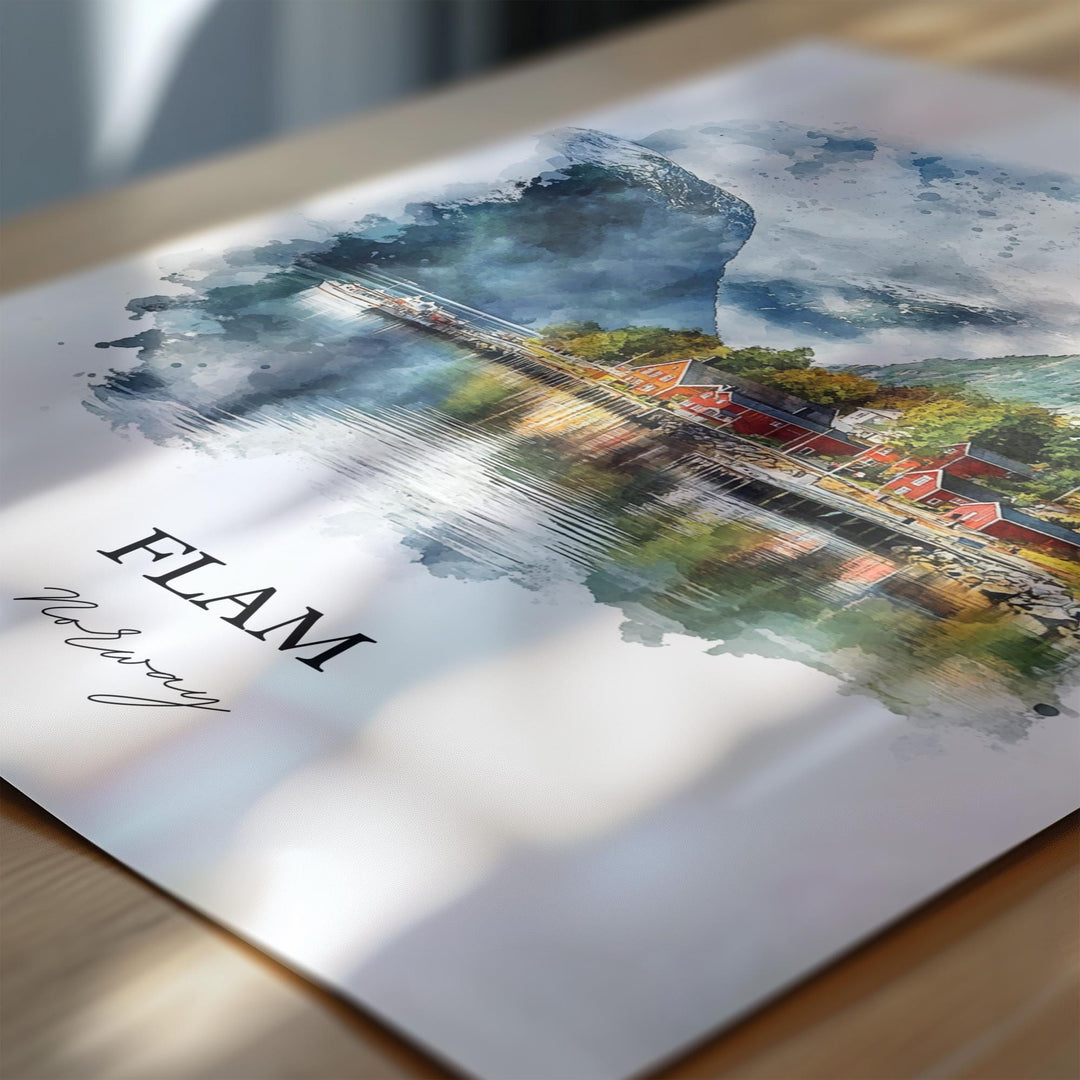 Flåmsdalen Valley, Norway – Watercolor Art Print