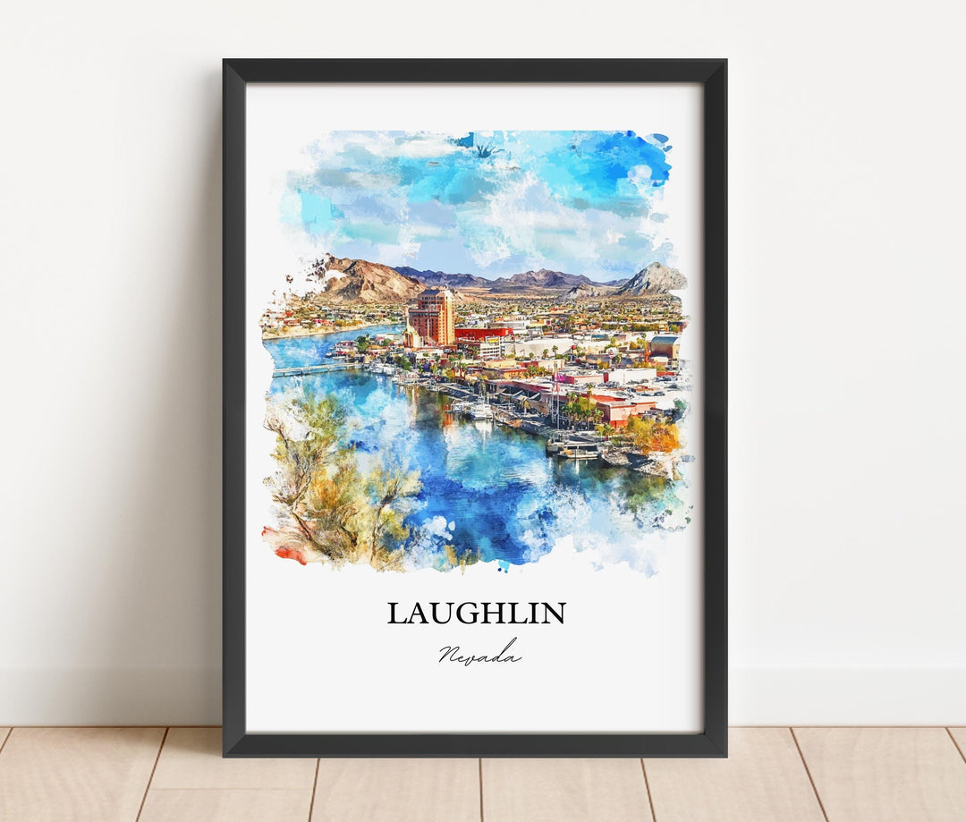 Laughlin NV Wall Art, Clark County Nevada Print, Nevada Watercolor Art, Laughlin Nevada Gift, Travel Print, Travel Poster, Housewarming Gift