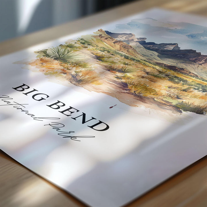 Big Bend National Park Art, Big Bend Print, Texas Watercolor Art, Brewster County TX Gift, Travel Print, Travel Poster, Housewarming Gift