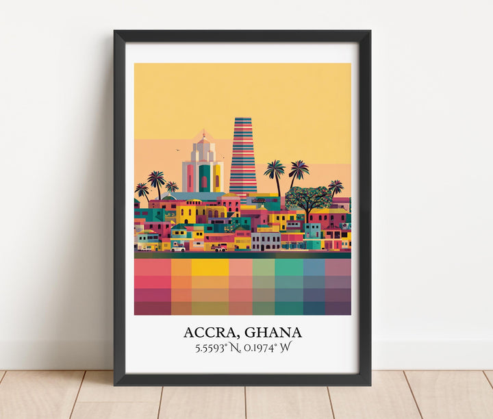 Accra Ghana Art, Accra Retro Travel Art, Accra Ghana Home Decor, Ghana Gift, Ghana Travel Art, Travel Prints, Housewarming Gift