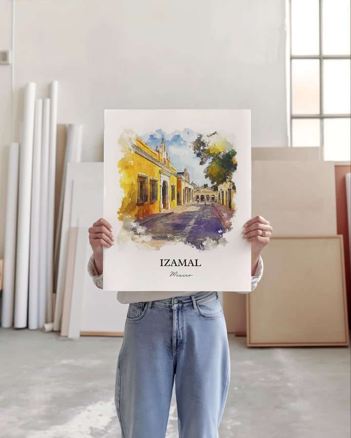 Izamal Mexico Wall Art, Yucatán Print, Mexico Watercolor Art, Izamal Mexico Gift, Travel Print, Travel Poster, Housewarming Gift
