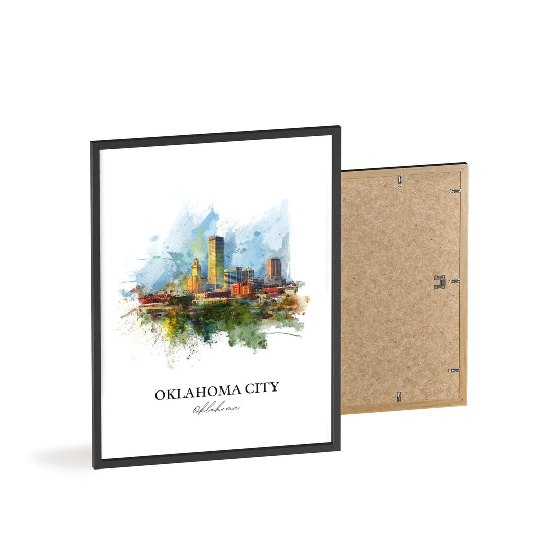 Oklahoma City, Oklahoma – Watercolor Art Print