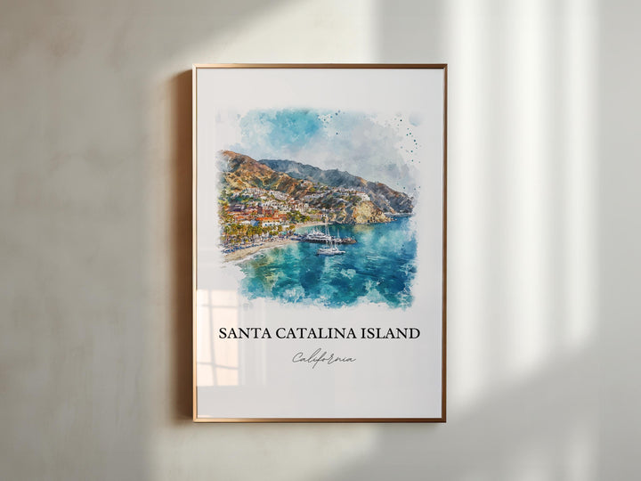 Santa Catalina Wall Art, Catalina Islands Print, LA Watercolor Art, Catalina Island Gift, Travel Print, Travel Poster, Housewarming Gift