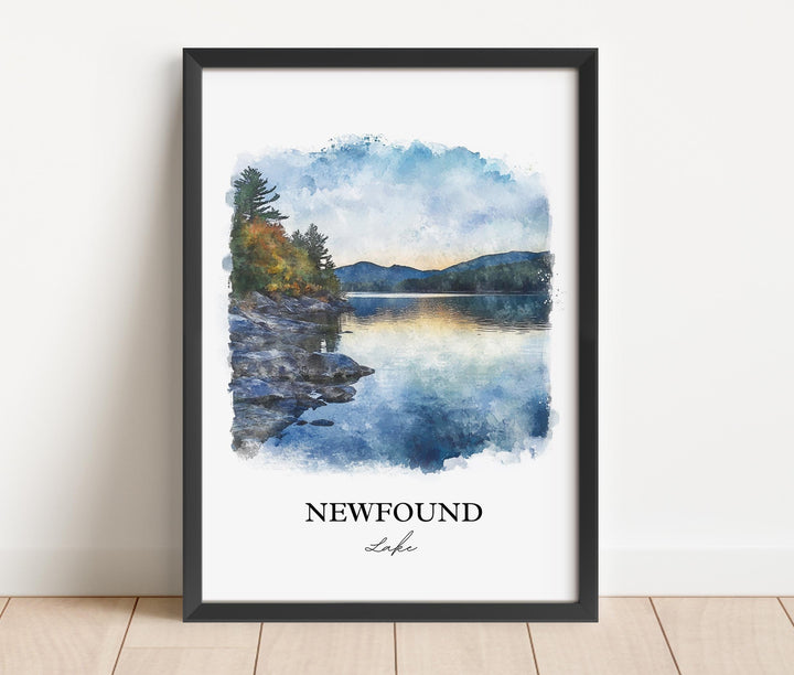 Newfound Lake Wall Art, Grafton County, Print, NH Watercolor Art, Newfound Lake Gift, Travel Print, Travel Poster, Housewarming Gift