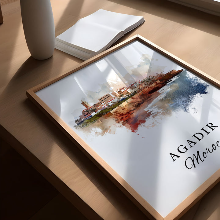 Agadir Morocco wall art - Morocco, Agadir poster, Agadir Cityscape Wedding gift, Birthday present, Custom Text, Personalized Gift