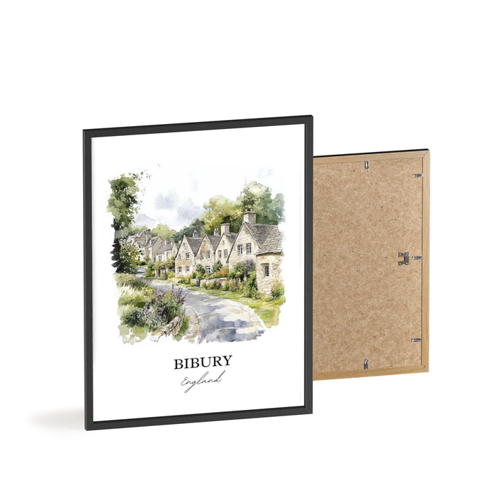 Bibury England Wall Art, Bibury Print, Gloucestershire Watercolor Art, Cotswolds Gift, Travel Print, Travel Poster, Housewarming Gift
