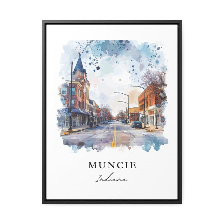 Muncie IN Wall Art, Muncie Indiana Print, Muncie Watercolor Art, Muncie Indiana Gift,