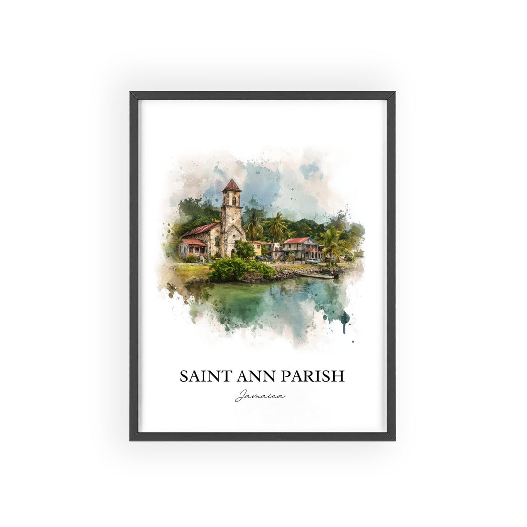 Saint Ann Parish Wall Art, Jamaica Print, Jamaica Watercolor Art, Jamaica Gift, St. Ann Jamaica Print, Travel Poster, Housewarming Gift