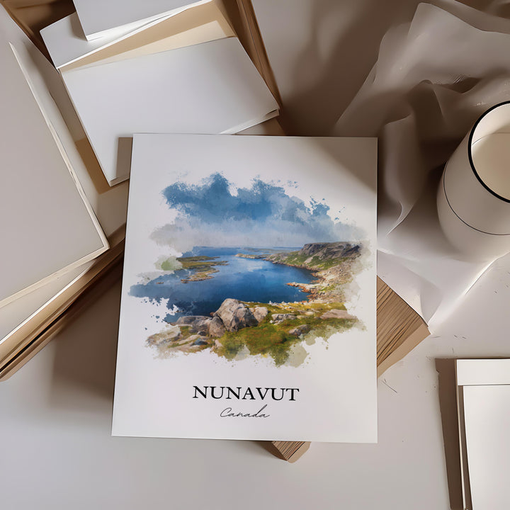 Nunavut Wall Art, Nunavut Canada Print, Canada Watercolor Art, Northern Canada Gift, Nunavut Travel Print, Travel Poster, Housewarming Gift