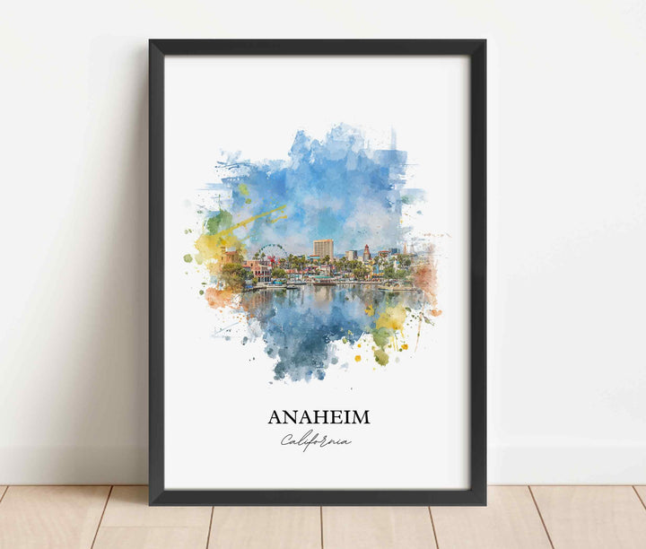 Anaheim CA Wall Art, Anaheim Print, Anaheim Watercolor Art, Anaheim California Gift, Travel Print, Travel Poster, Housewarming Gift