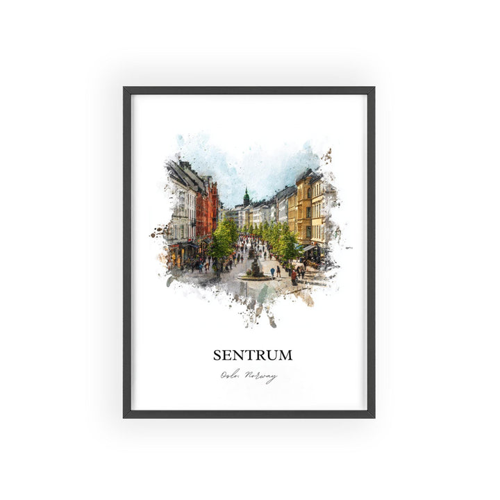 Sentrum, Norway – Watercolor Art Print