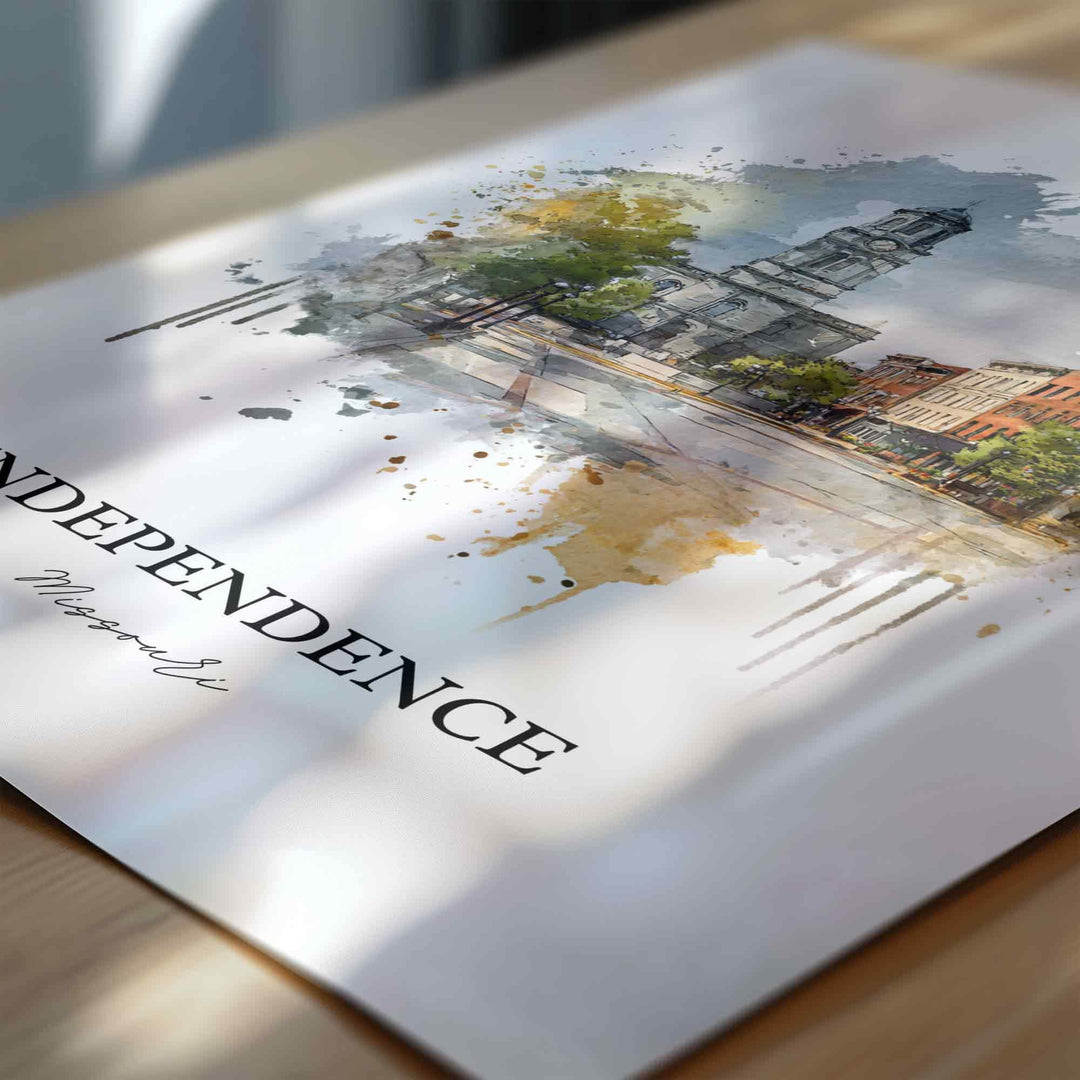 Independence, Missouri Wall Art, Missouri Print, Missouri Watercolor Art, Independence MO Gift, Travel Print, Travel Poster, Housewarming Gift