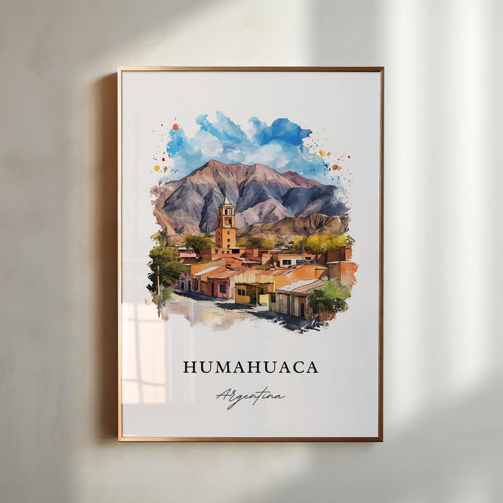 Humahuaca Wall Art, Humahuaca Argentina Print, Jujuy Watercolor Art, Jujuy Argentina Gift,