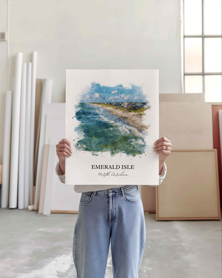 Emerald Isle, North Carolina – Watercolor Art Print
