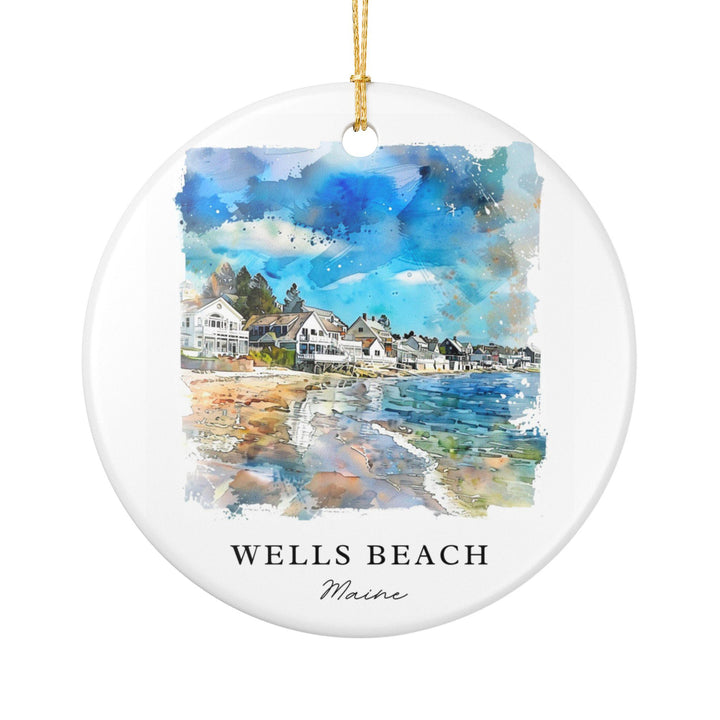 Wells Beach Ornament: Unique Wells Beach Maine Souvenir, Maine Xmas Decor, and Authentic Wells Beach ME Gift