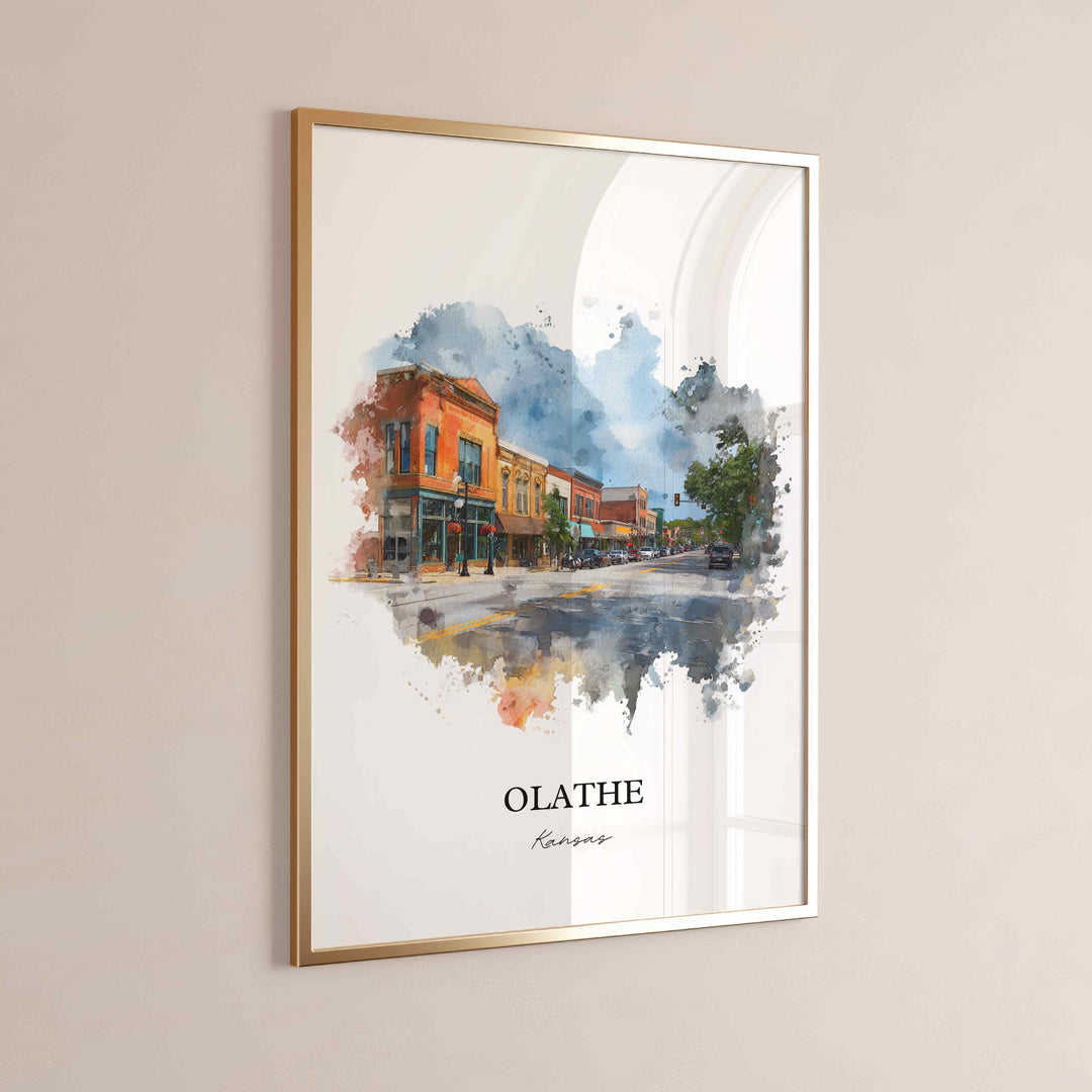 Olathe, Kansas Wall Art, Olathe Print, Olathe KS Watercolor Art, Olathe Gift, Travel Print, Travel Poster, Housewarming Gift