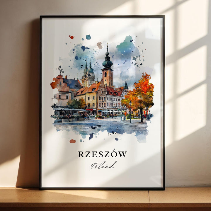 Rzeszow Wall Art, Rzeszow Poland Print, Rzeszow Watercolor Art, Wislok River Gift,