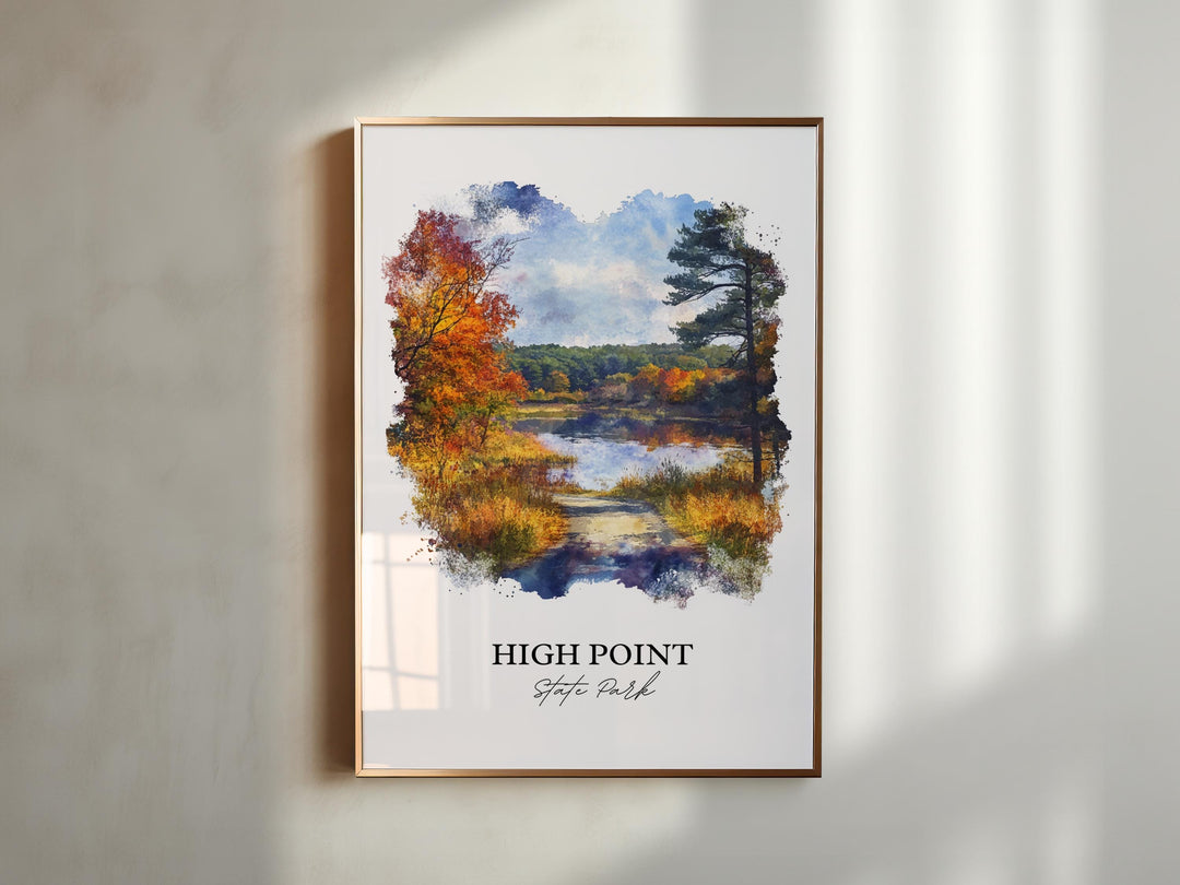 High Point State Park Art, Sussex County Print, NJ Watercolor Art, High Point Park Gift, Travel Print, Travel Poster, Housewarming Gift