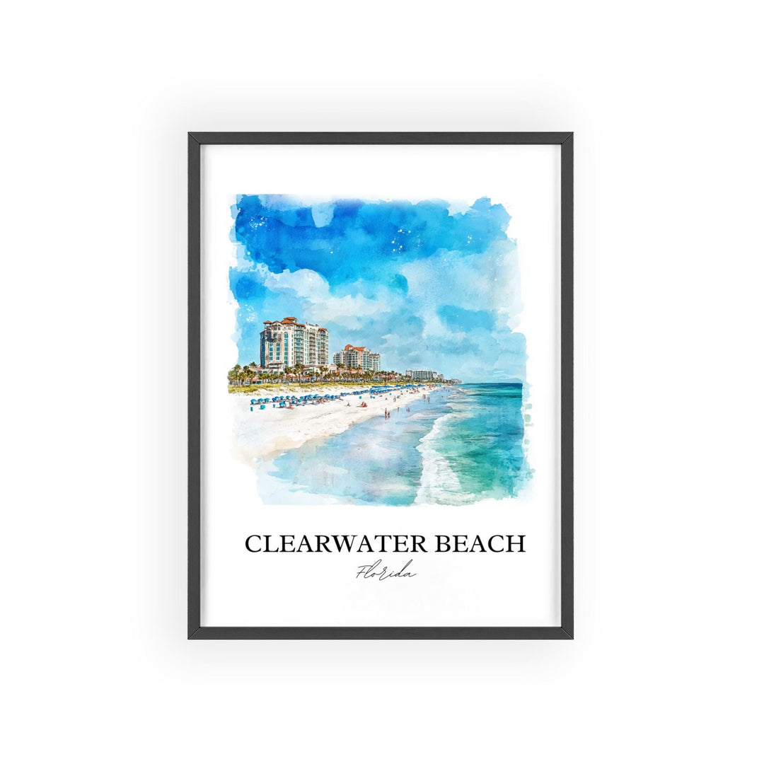 Clearwater Beach Wall Art, Clearwater FL Print, Florida Watercolor, Clearwater Beach Gift, Travel Print, Travel Poster, Housewarming Gift