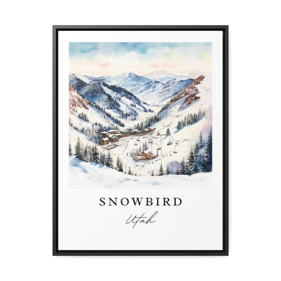 Snowbird Ski Area traditional travel art - Utah, Snowbird poster print, Wedding gift, Birthday present, Custom Text, Perfect Gift