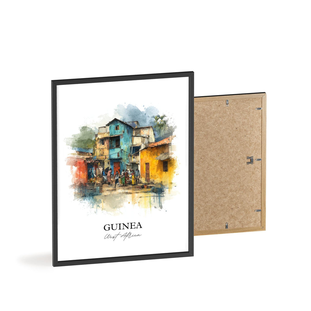 Guinea Wall Art, West Africa Print, Guinea Watercolor Art, Guinea Gift, Travel Print, Travel Poster, Housewarming Gift