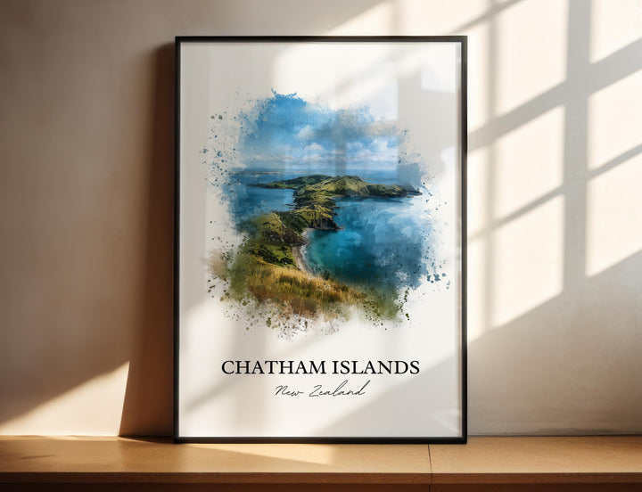 Chatham Islands Wall Art, New Zealand Print, New Zealand Watercolor Art, Chatham Island Gift, Travel Print, Travel Poster, Housewarming Gift