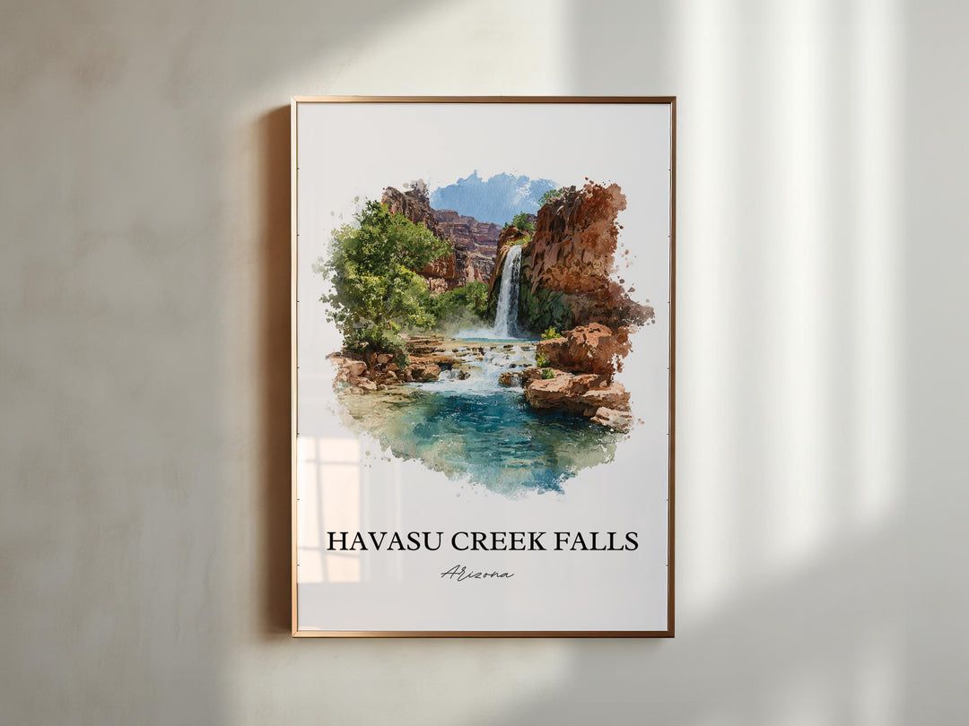Havasu Creek Falls Wall Art, Grand Canyon Print, Arizona Artwork, Havasu Falls Gift, Travel Print, Travel Poster, Housewarming Gift