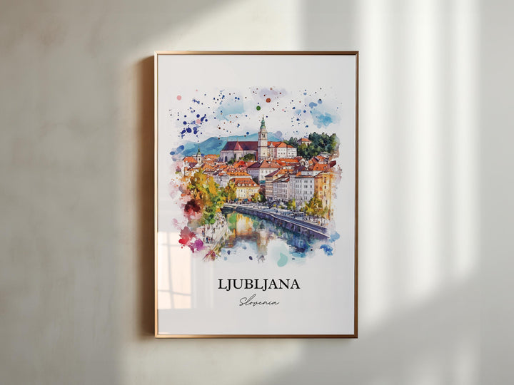 Ljubljana Wall Art, Slovenia Print, Slovenia Watercolor Art, Ljubljana Slovenia Gift, Travel Print, Travel Poster, Housewarming Gift