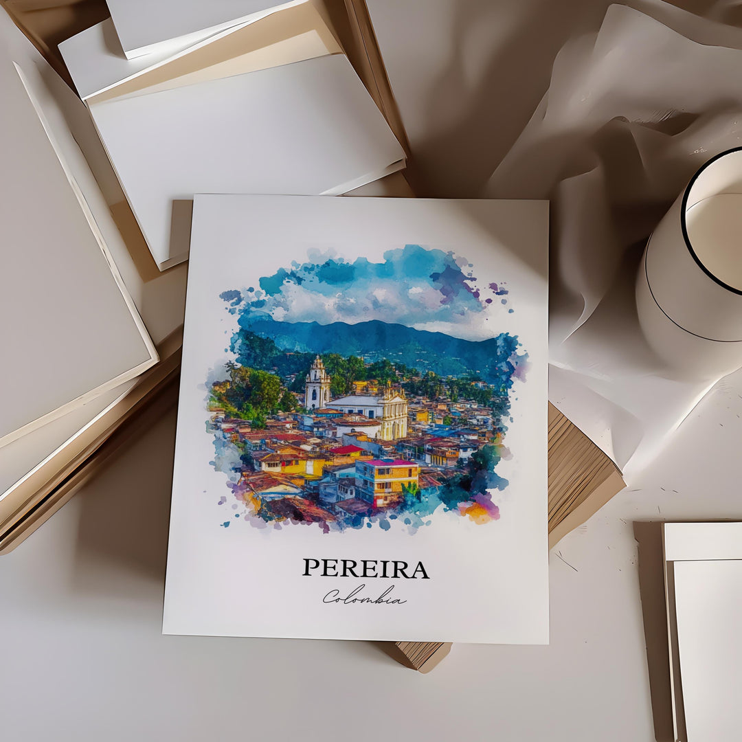 Pereira Wall Art, Risaralda Department Print, Colombia Watercolor Art, Pereira Colombia Gift, Travel Print, Travel Poster, Housewarming Gift