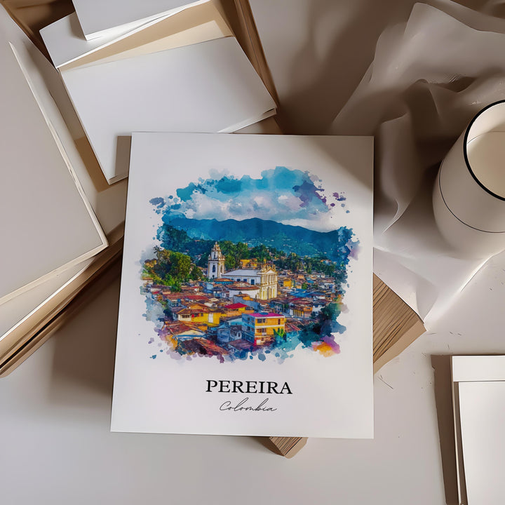 Pereira Wall Art, Risaralda Department Print, Colombia Watercolor Art, Pereira Colombia Gift, Travel Print, Travel Poster, Housewarming Gift